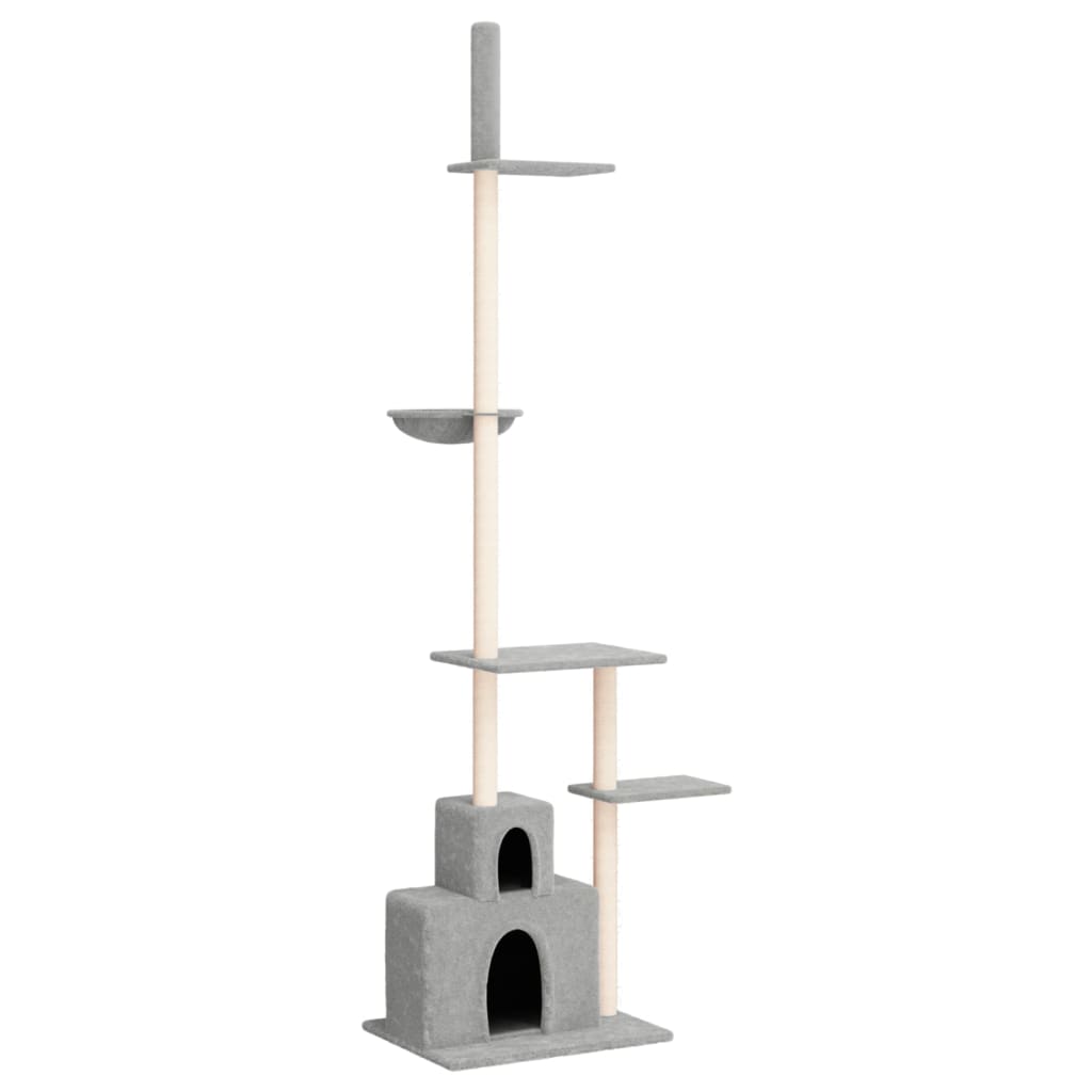 Vidaxxl meuble pour chat du sol au plafond 250,5-276,5 cm gris clair