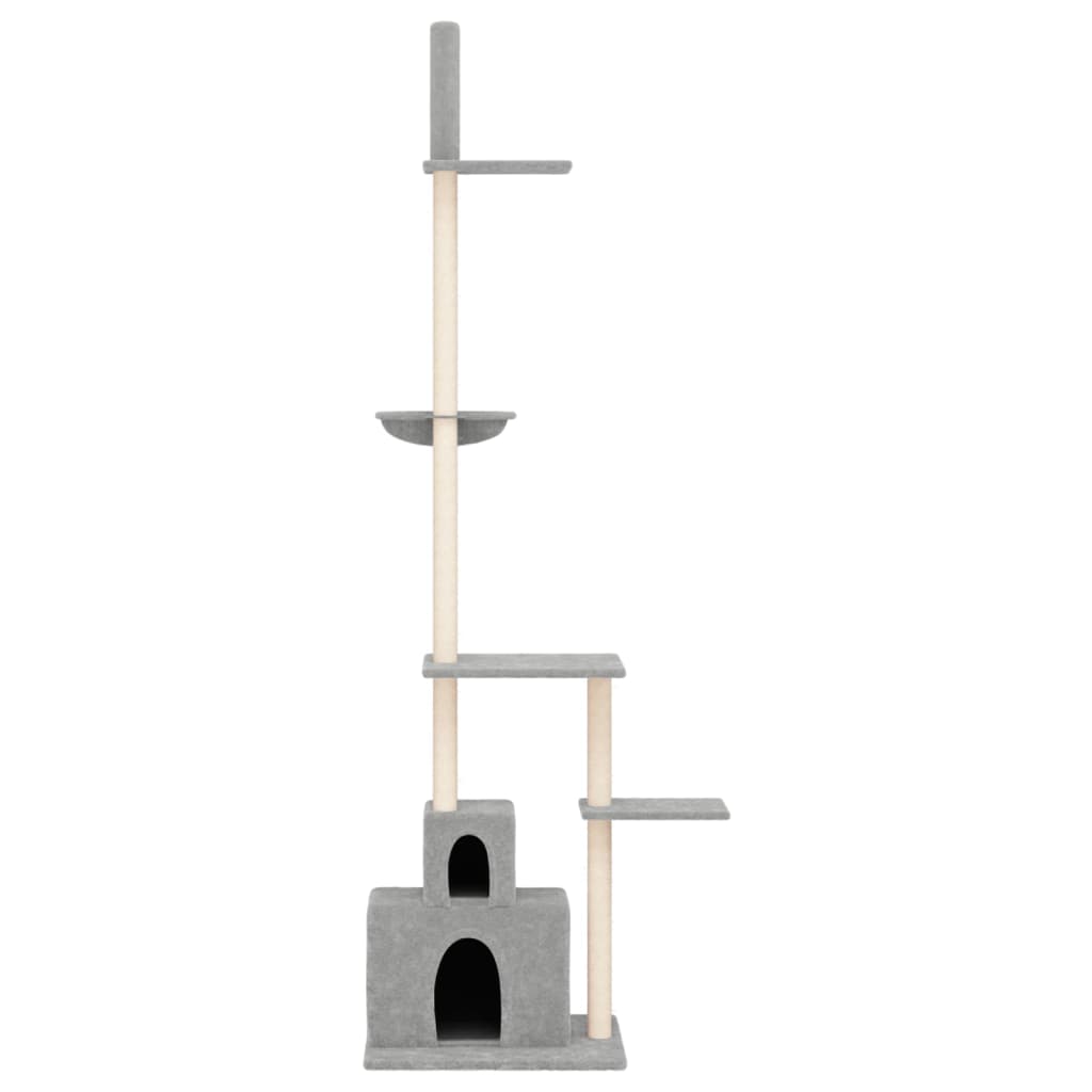 Vidaxxl meuble pour chat du sol au plafond 250,5-276,5 cm gris clair