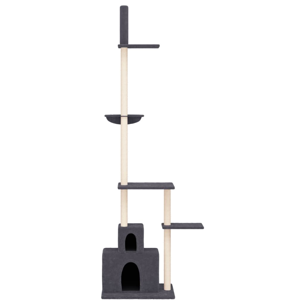 Vidaxxl meuble pour chat du sol au plafond 250,5-276,5 cm gris foncé