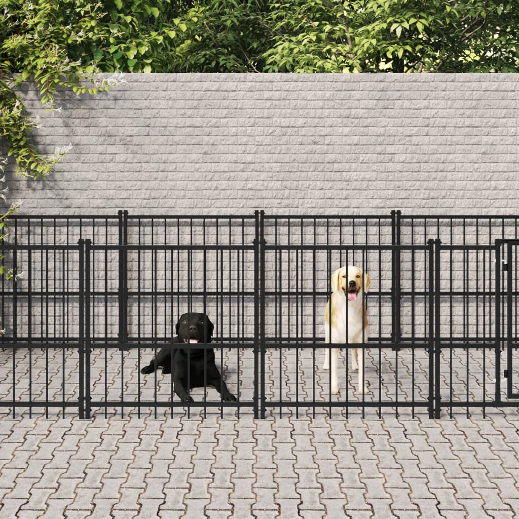 Vidaxl Chienne de chien pour l'extérieur de 7,51 m² en acier