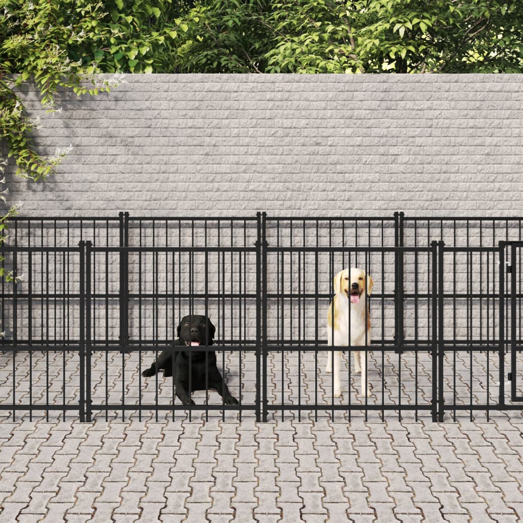 Vidaxl Dog Kennel pour l'extérieur de 13,14 m² en acier
