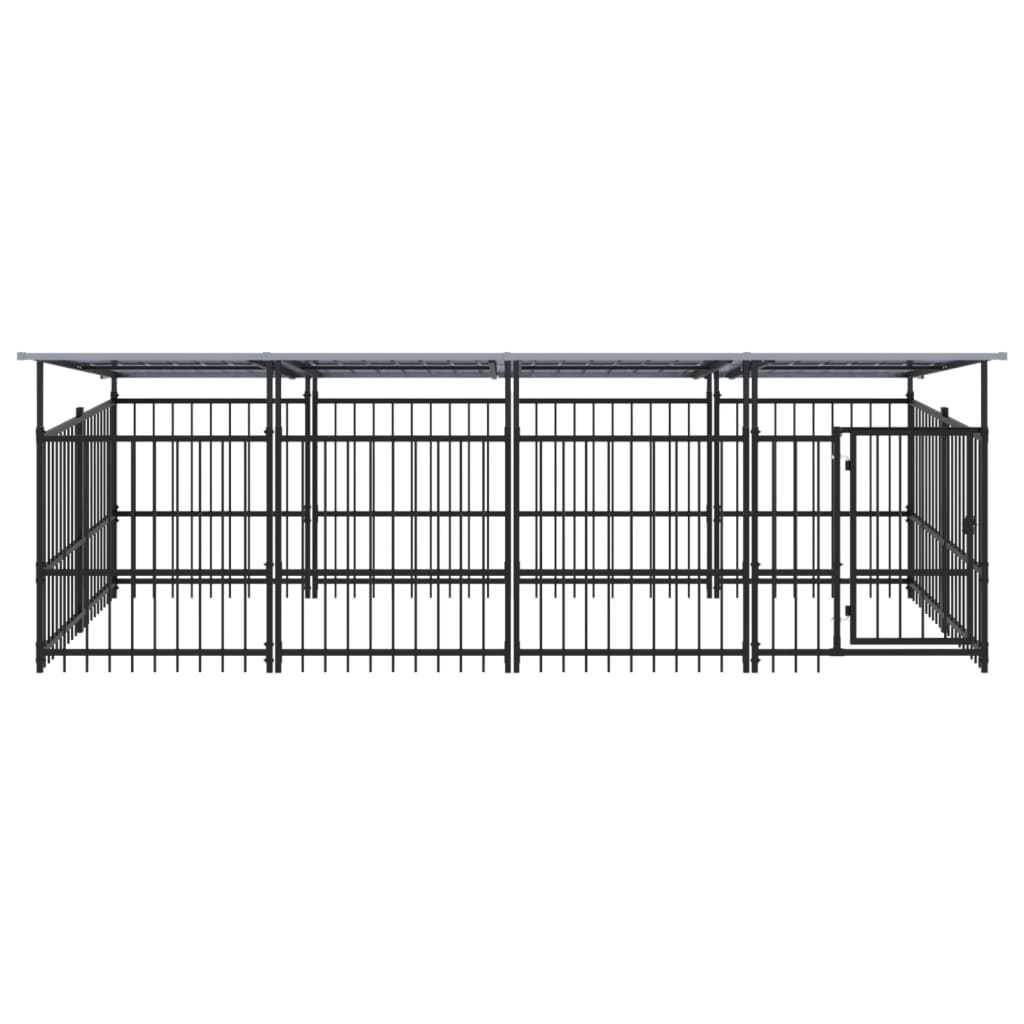 Vidaxl Chien Kennel avec toit 7,51 m² en acier