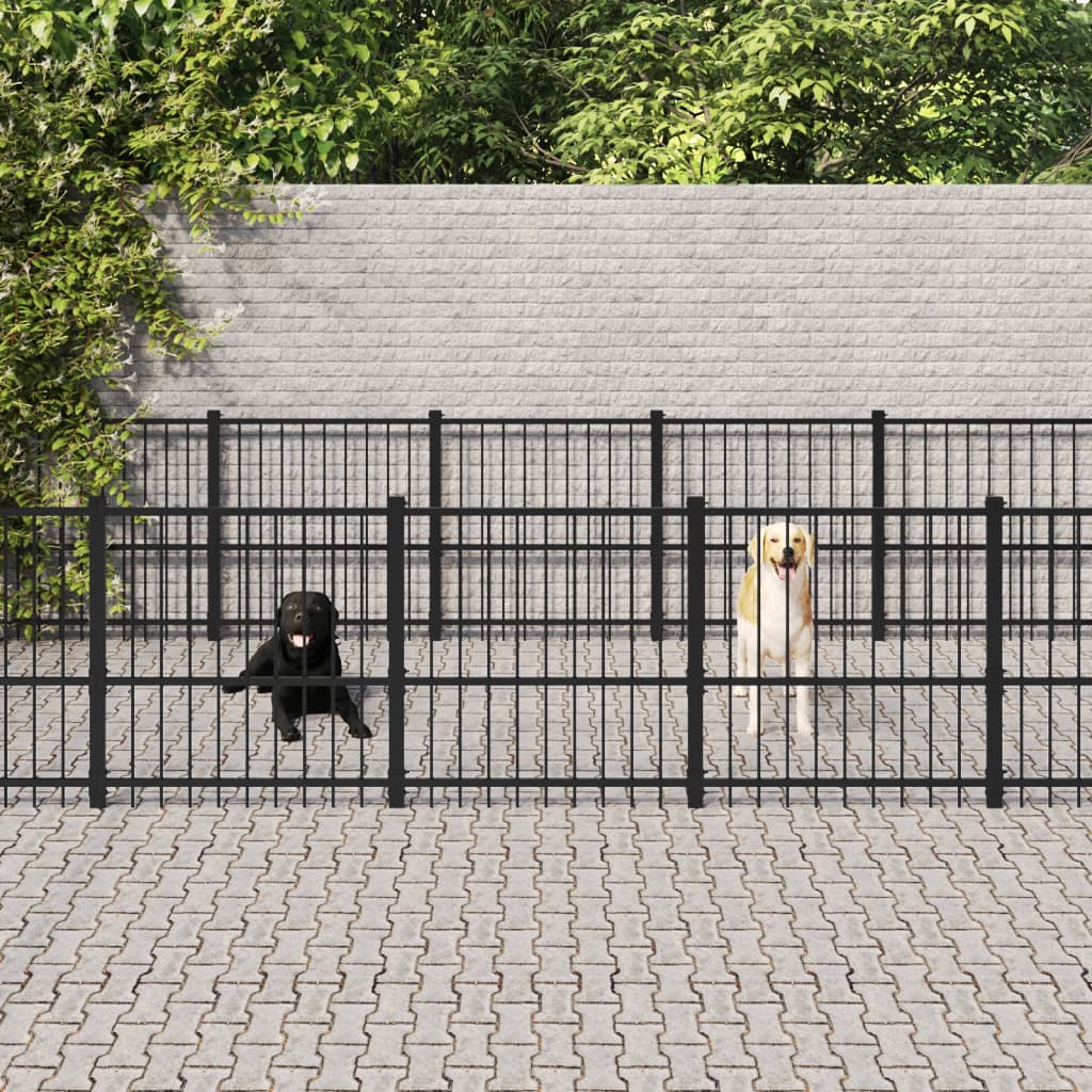 Vidaxl Dog Kennel pour l'extérieur de 14,11 m² en acier