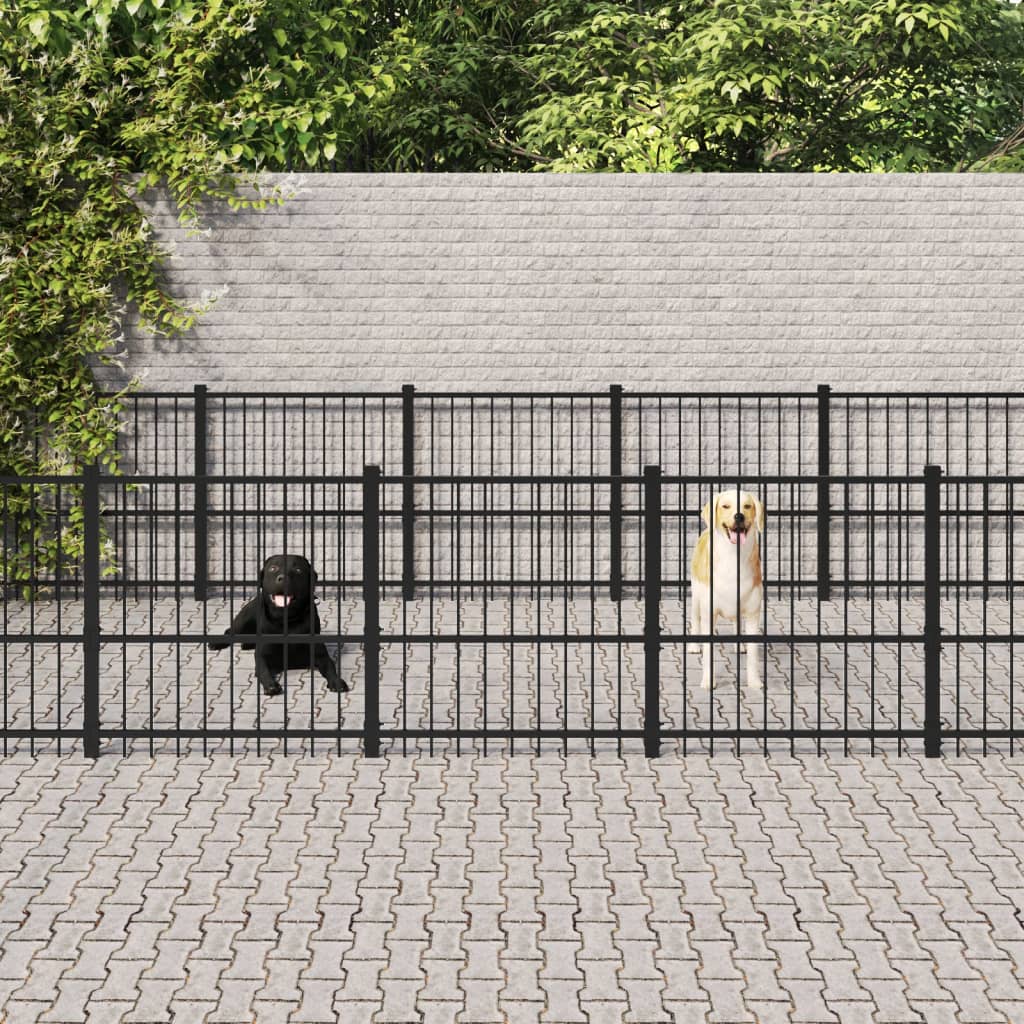 Vidaxl Chienne Kennel pour l'extérieur de 25,4 m² en acier