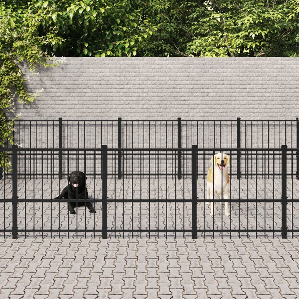 Vidaxl Chienne de chien pour l'extérieur de 18,82 m² en acier