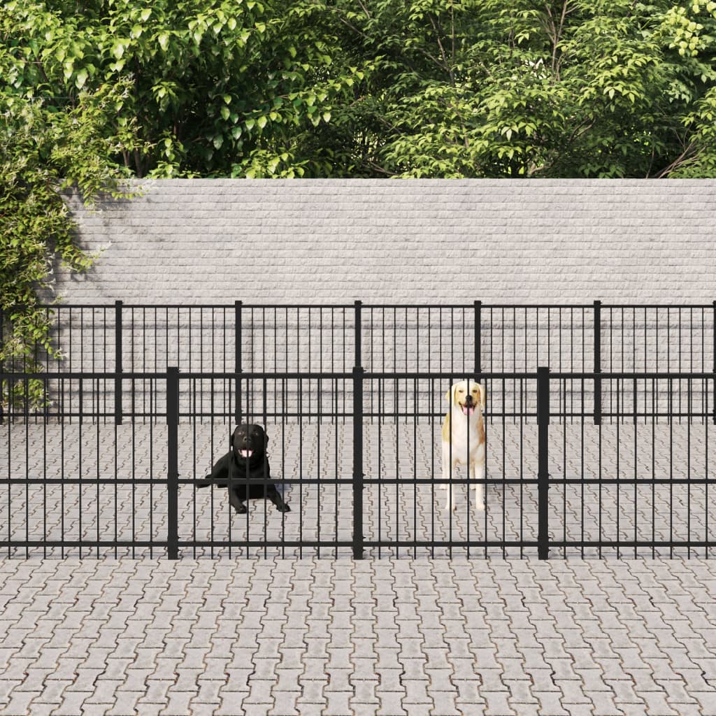 Vidaxl Chienne de chien pour l'extérieur de 37,64 m² en acier