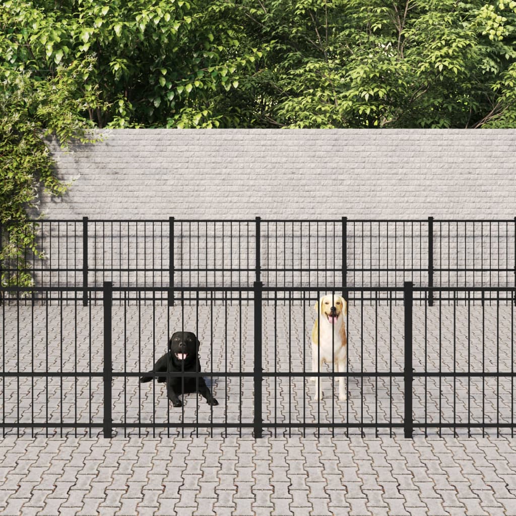 Vidaxl Dog Kennel pour l'extérieur de 50,81 m² en acier