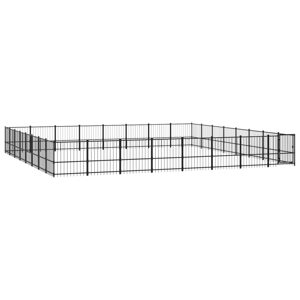 Vidaxl Chien Kennel pour l'extérieur de 60,22 m² en acier