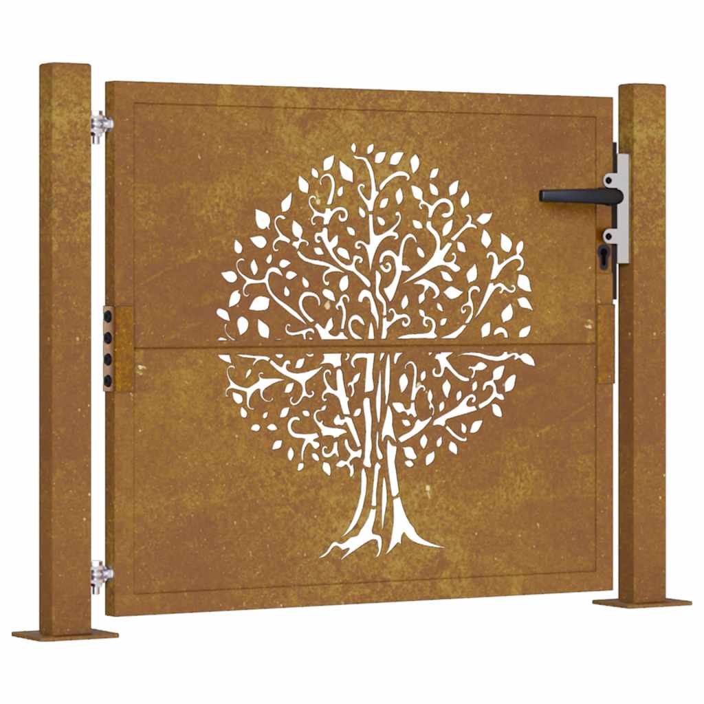 Vidaxl poort 105x105 cm conception d'arbre Cortenstaal