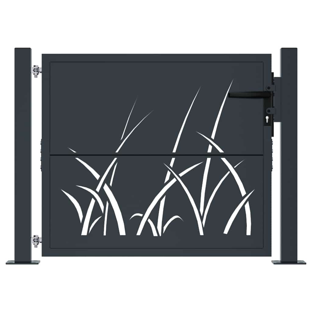 Port Vidaxl avec conception d'herbe 105x80 cm anthracite en acier -colore