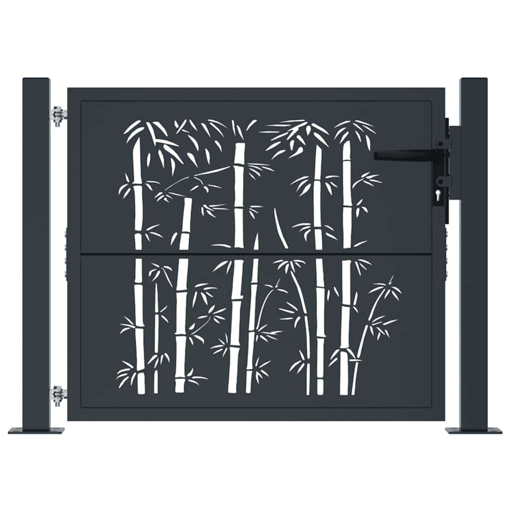 Port vidaxl avec conception en bambou 105x80 cm en acier de couleur anthracite