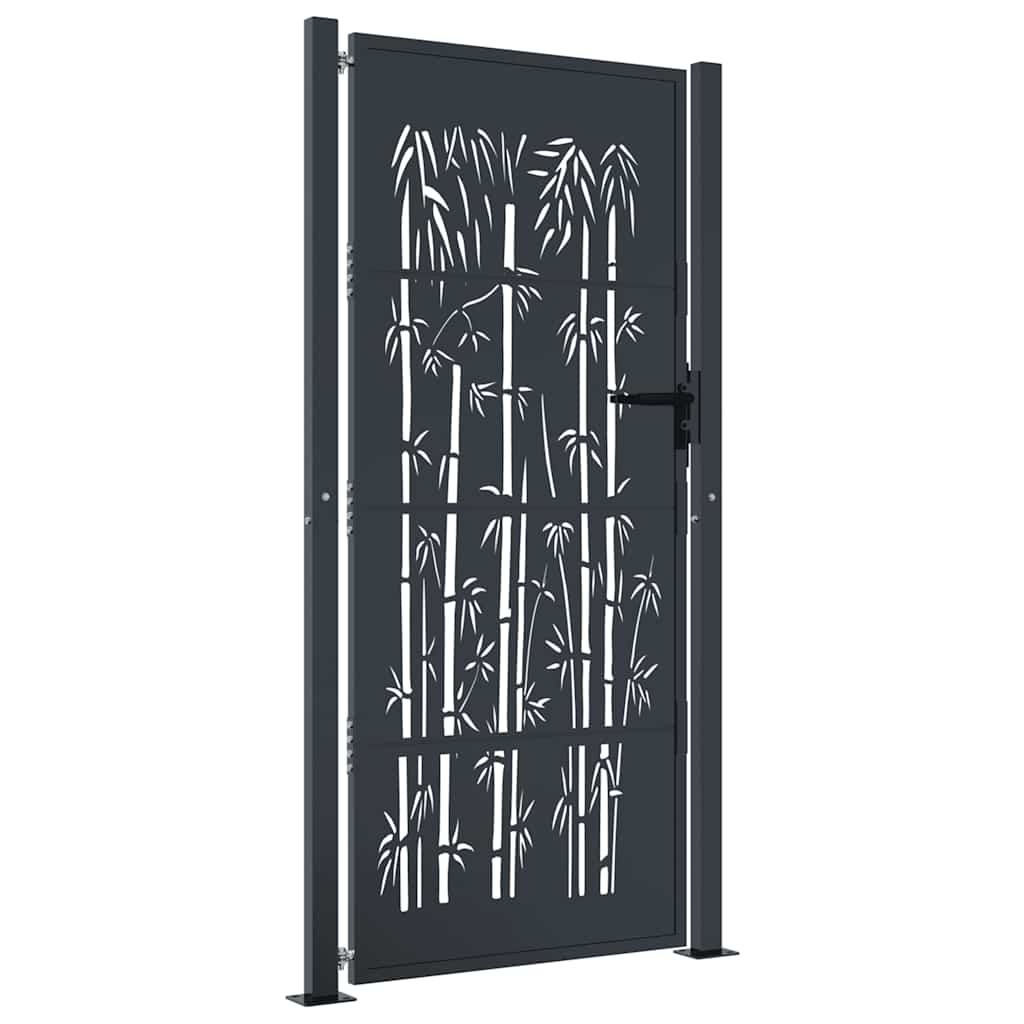 Port vidaxl avec conception en bambou 105x205 cm en acier de couleur anthracite