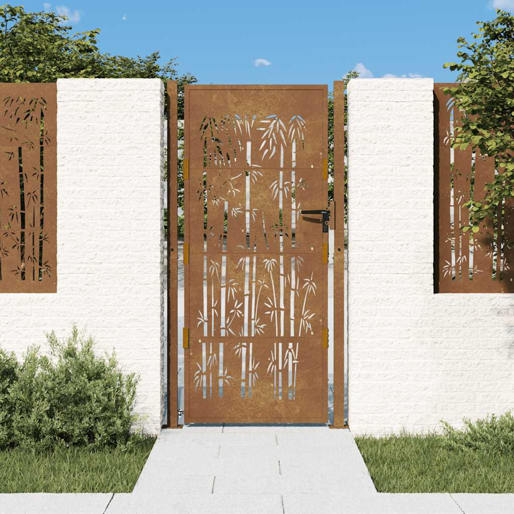 Portail Vidaxxl design bambou 105x205 cm acier corten