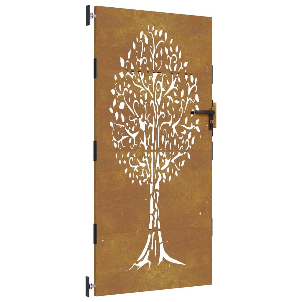 Vidaxxl portail 85x175 cm design arbre acier corten