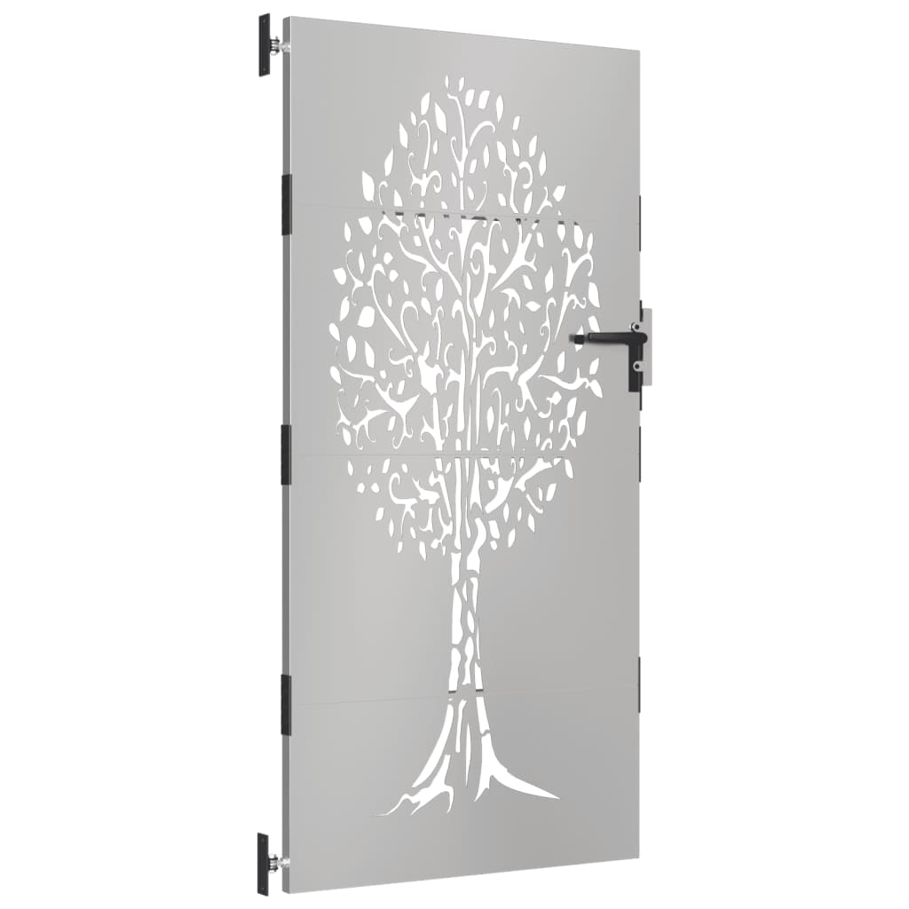 Vidaxxl portail 85x175 cm design arbre acier corten