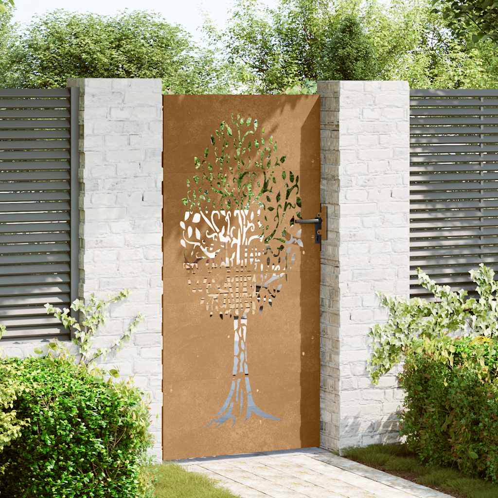 Vidaxxl portail 85x200 cm design arbre acier corten