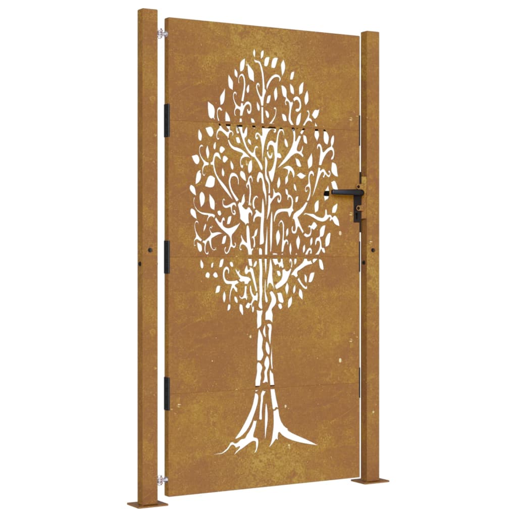 Vidaxxl portail 105x180 cm design arbre acier corten