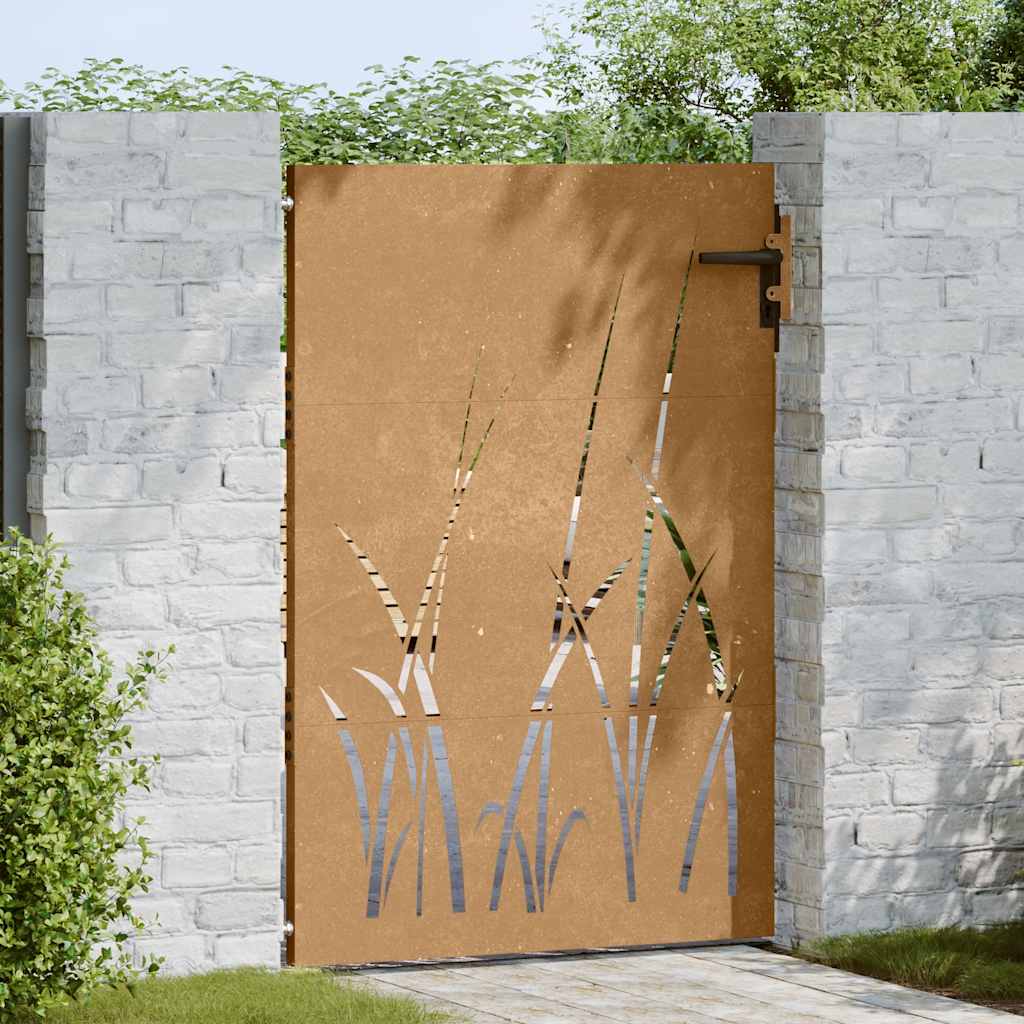 Vidaxxl portail 85x125 cm design herbe acier corten