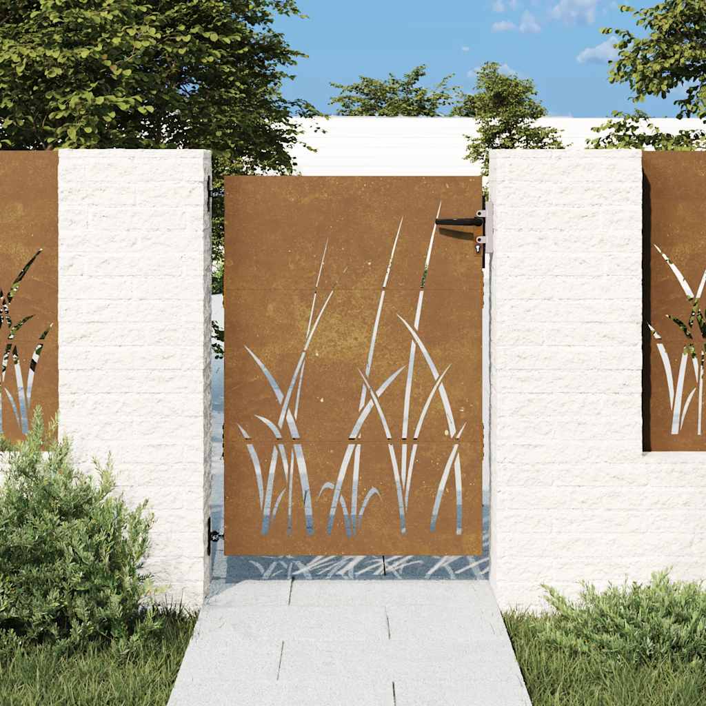 Vidaxl poort 85x150 cm conception d'herbe Cortenstaal