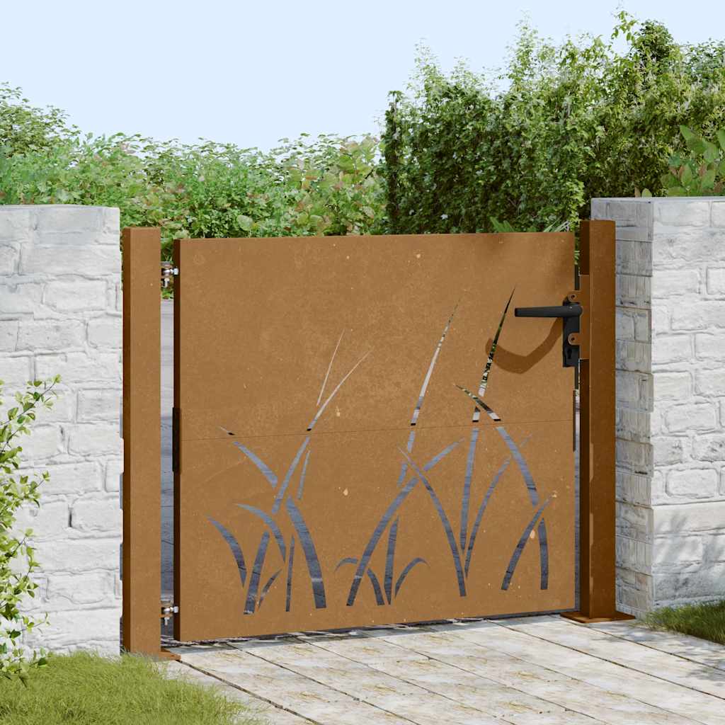 VidaXL portail 100x100 cm design herbe acier corten