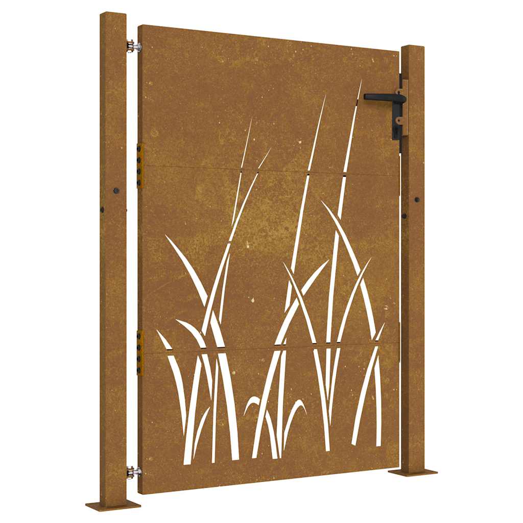 Vidaxxl portail 105x155 cm design herbe acier corten