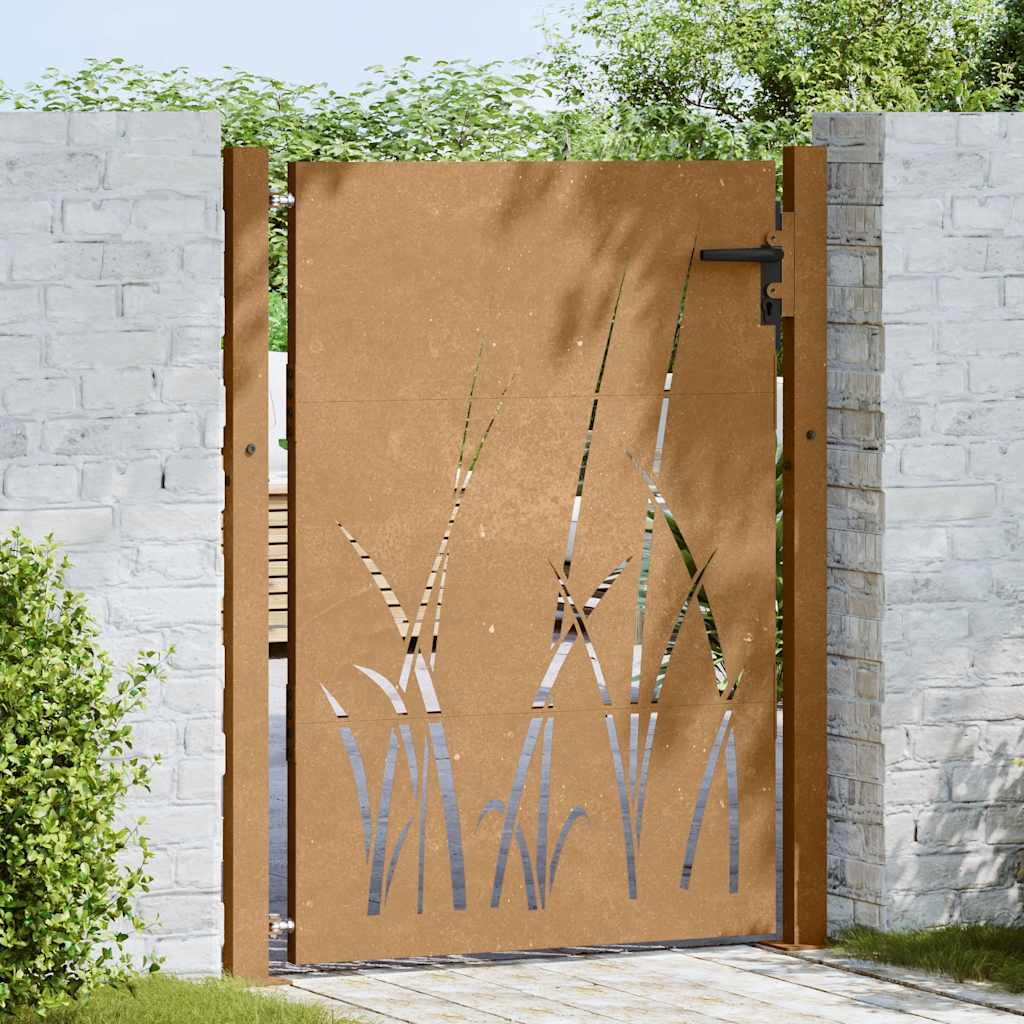 Vidaxxl portail 105x155 cm design herbe acier corten
