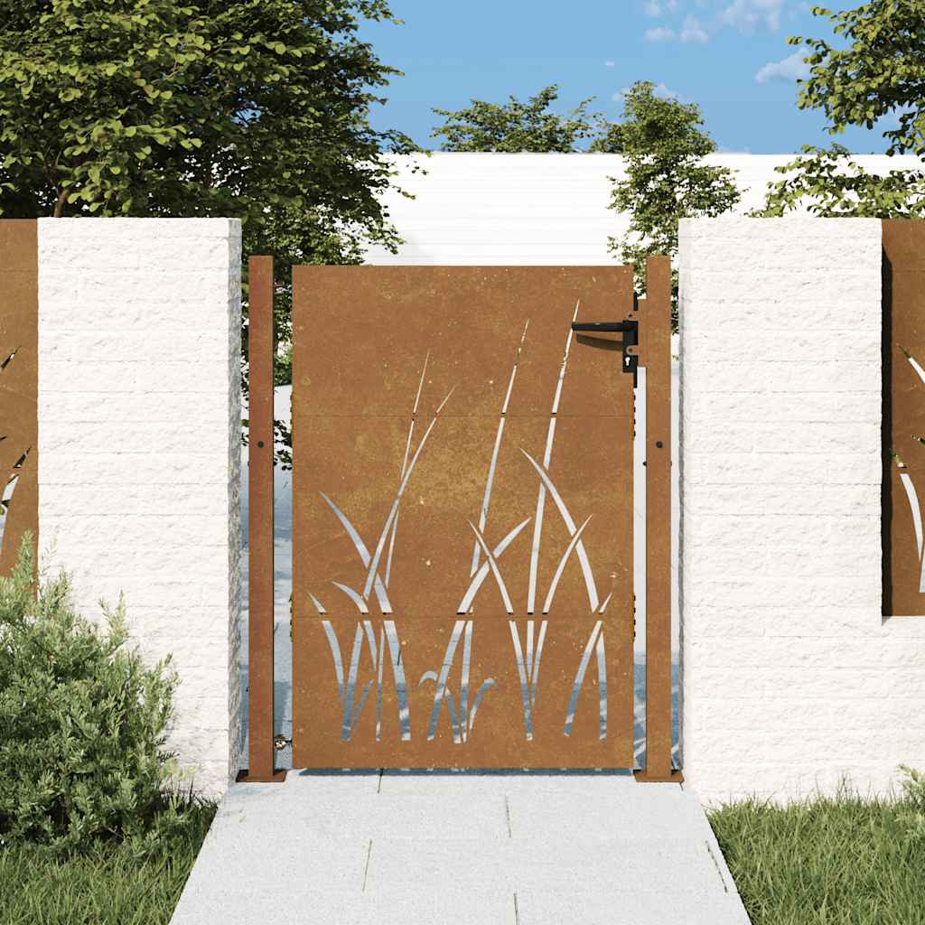 Vidaxxl portail 105x155 cm design herbe acier corten