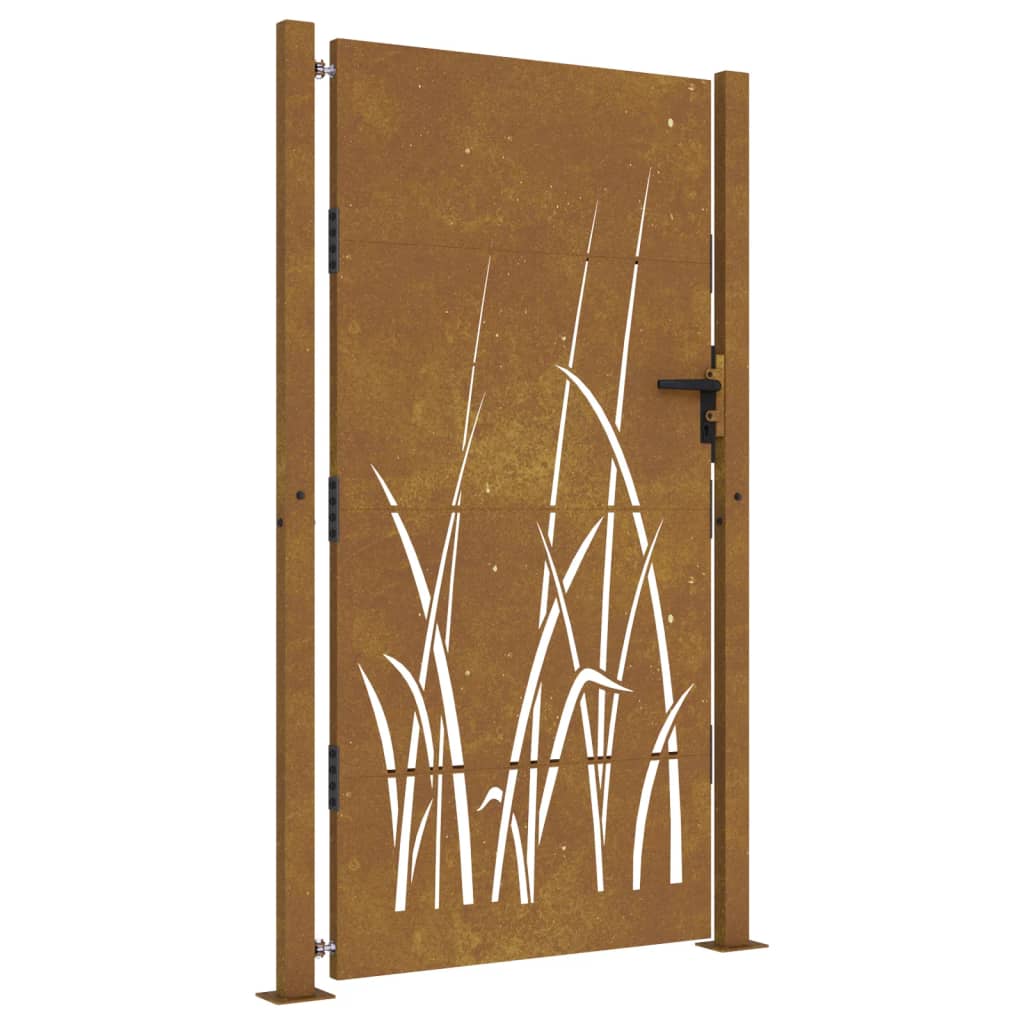 Vidaxxl portail 105x205 cm design herbe acier corten