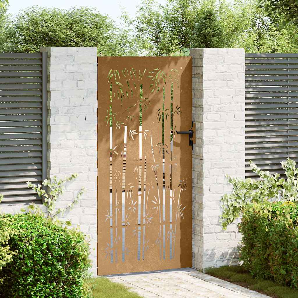 Vidaxxl portail 85x175 cm bambou design acier corten