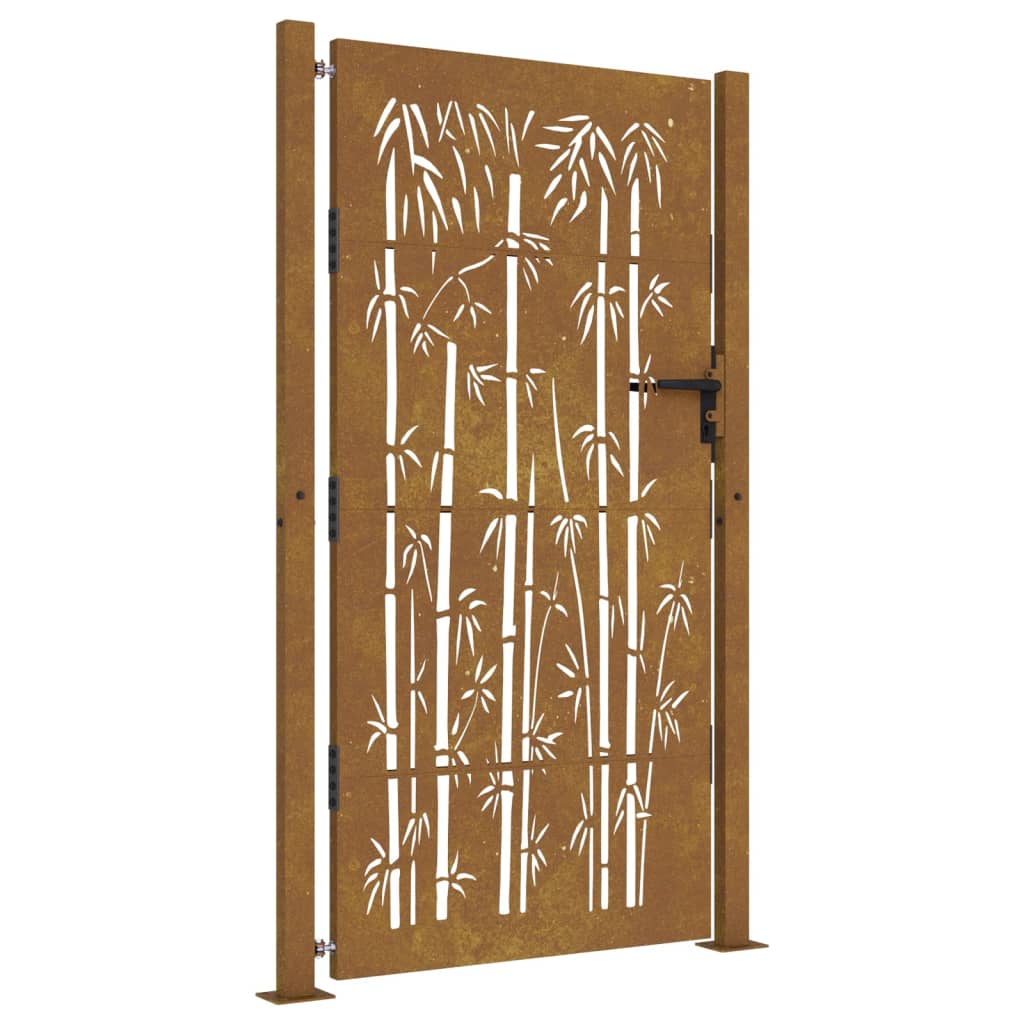 Vidaxxl portail 105x180 cm bambou design acier corten