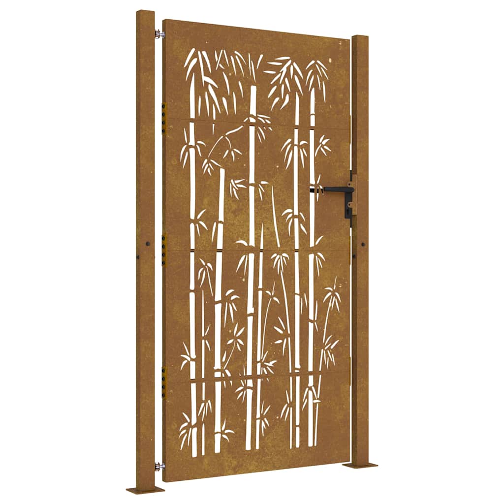 Vidaxxl portail 105x205 cm bambou design acier corten