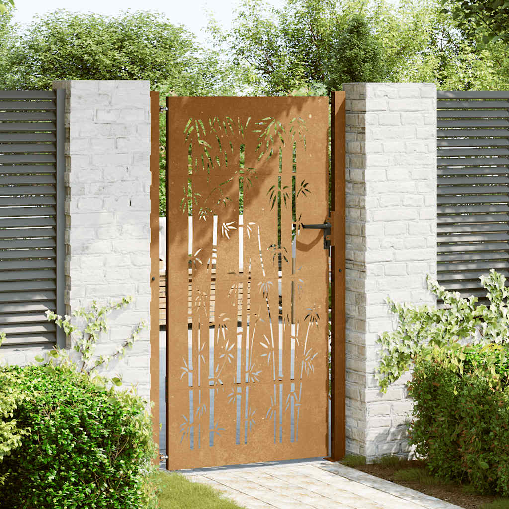 Vidaxxl portail 105x205 cm bambou design acier corten