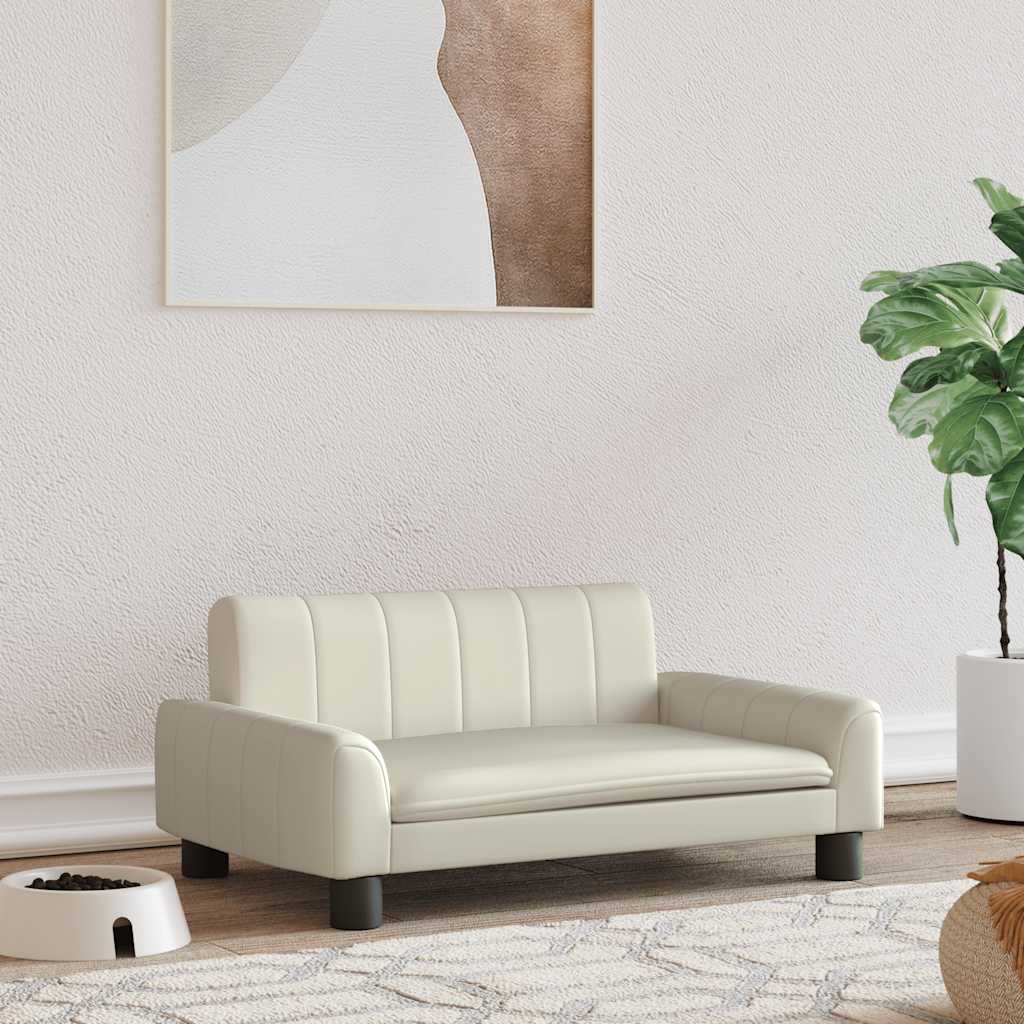 Vidaxxl lit pour chien 70x45x30 cm cuir artificiel couleur crème