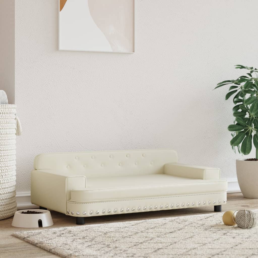 Vidaxl Dog Basket 90x53x30 cm Crème en cuir artificiel -colored