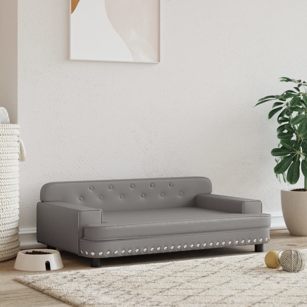 VidaXL Lit pour chien 90x53x30 cm cuir artificiel gris
