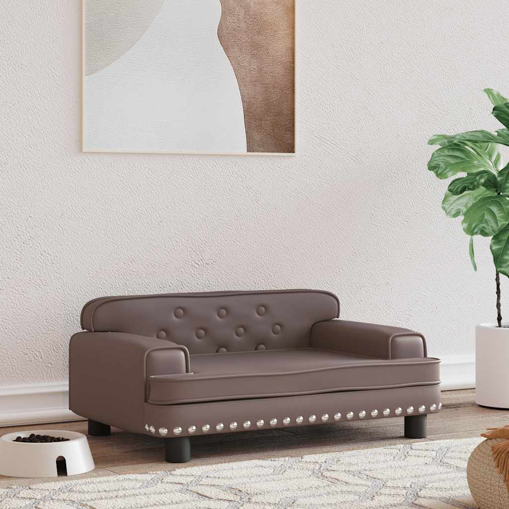 Vidaxxl lit pour chien 70x45x30 cm cuir artificiel marron