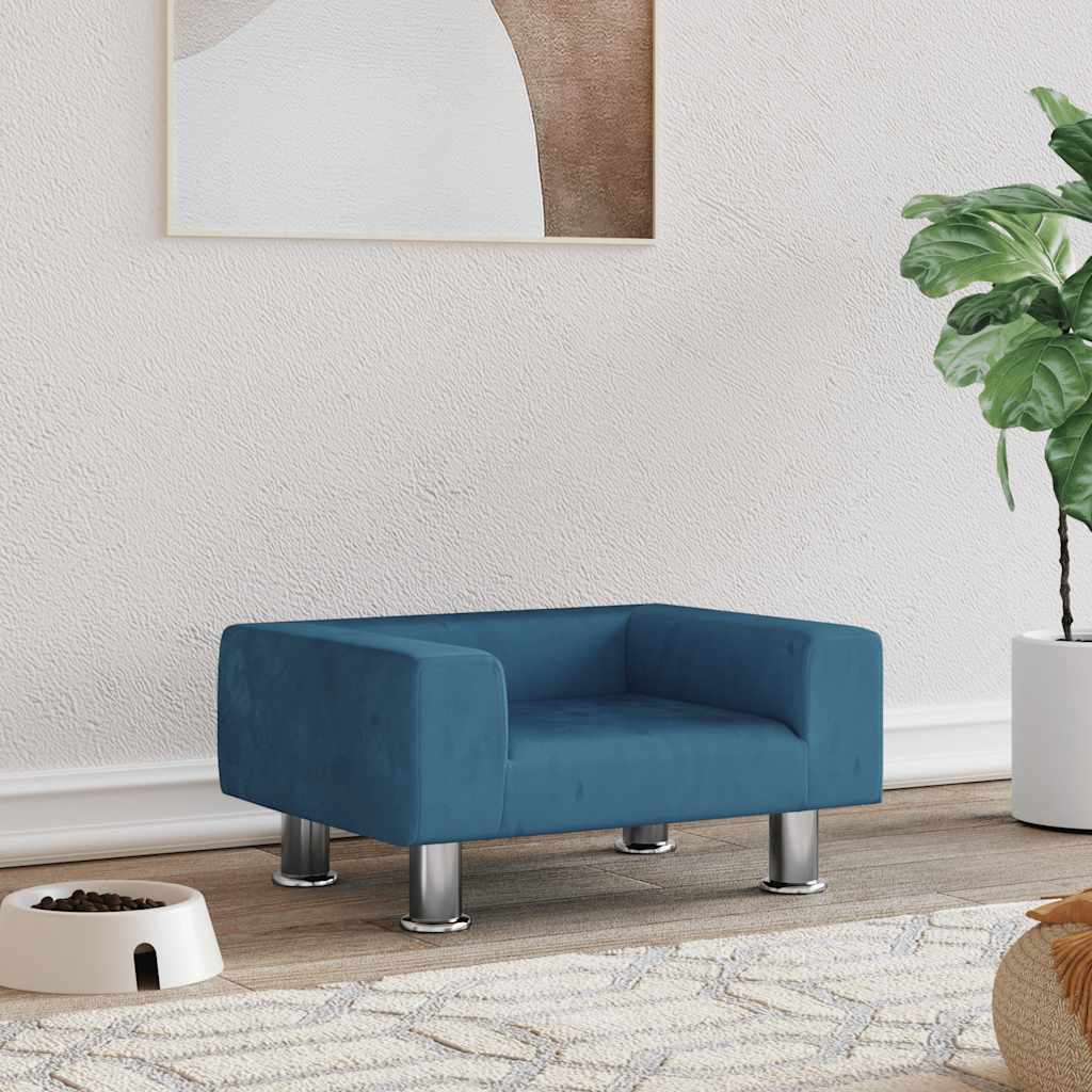 Panier de chien vidaxl 50x40x26,5 cm en velours bleu