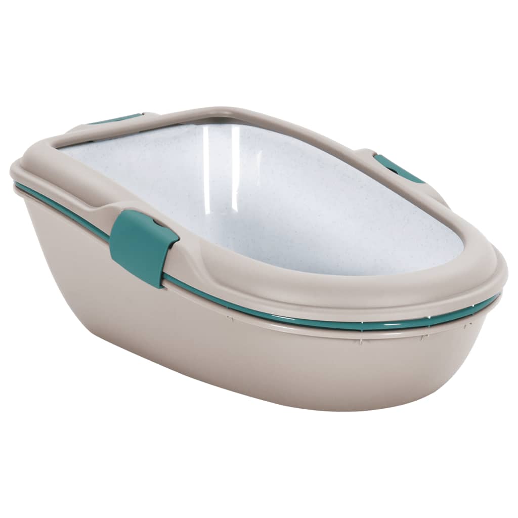 Boîte à litière Vidaxl 69.5x47x26 cm Polypropène brun et blanc