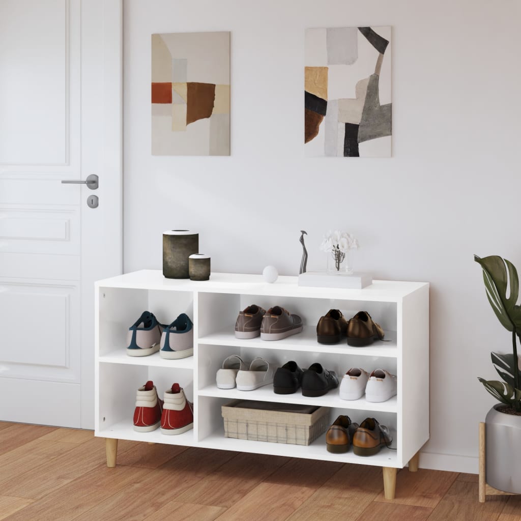 Armoire à chaussures Vidaxl 102x36x60 cm en bois de bois haut blanc