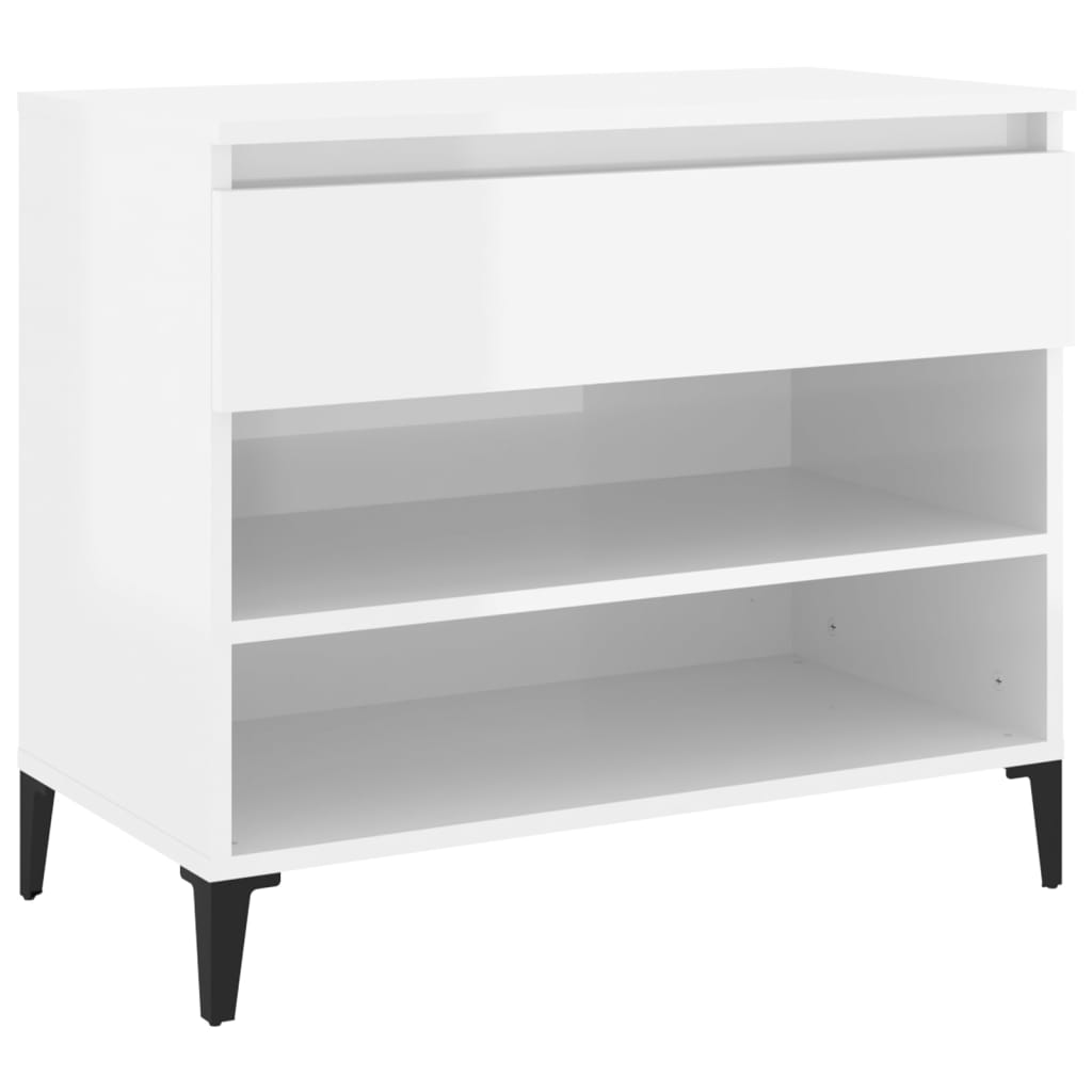 Armoire à chaussures Vidaxl 70x36x60 cm en bois de bois haute brillant blanc