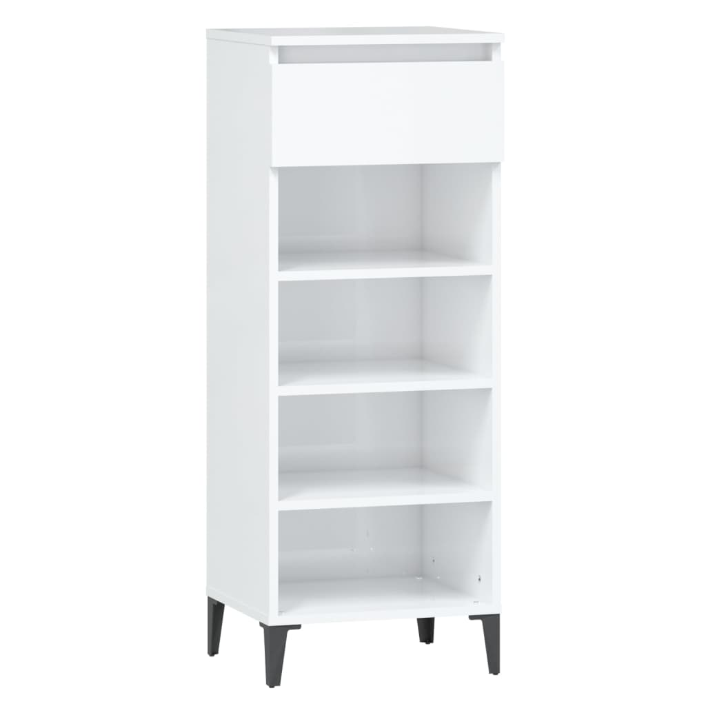 Rack de chaussure Vidaxl 40x36x105 cm Bois de bois de haut brillant blanc