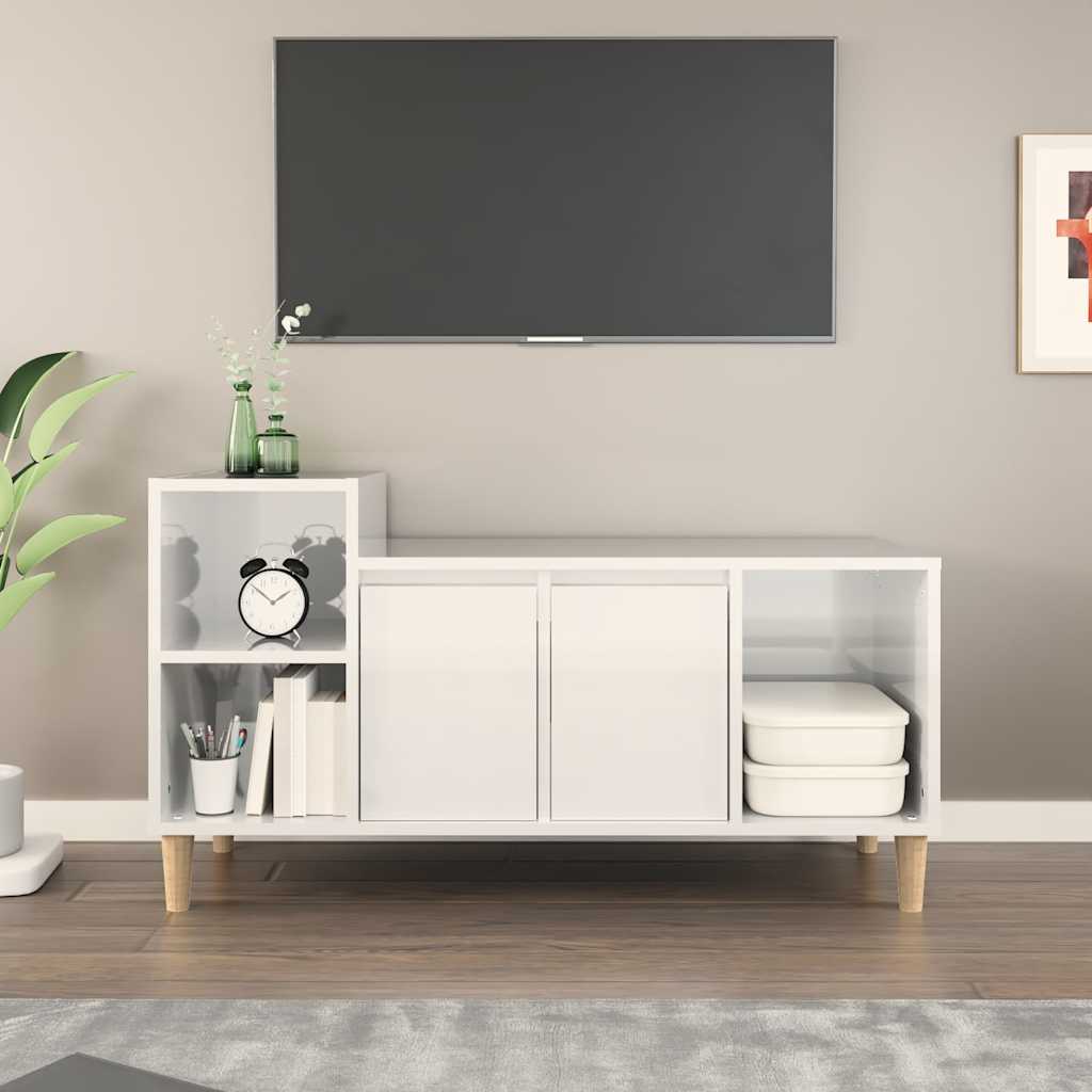 Vidaxl tv-meubel 100x35x55 cm bewerkt hout hoogglans wit