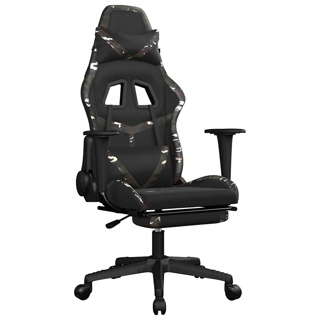 Vidaxl gamestoel met voetensteun kunstleer zwart en camouflage