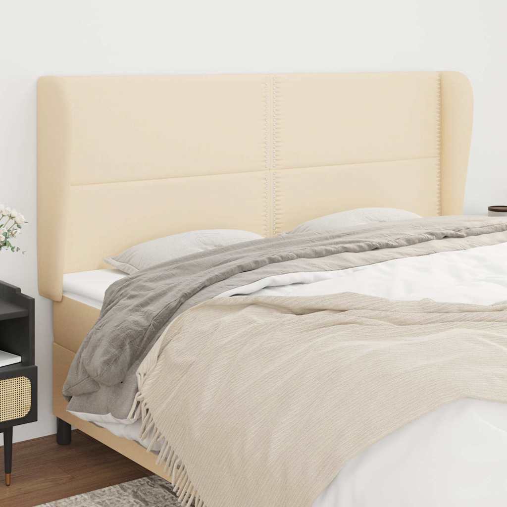 Vidaxl hoofdbord met randen 203x23x118 128 cm stof crèmekleurig
