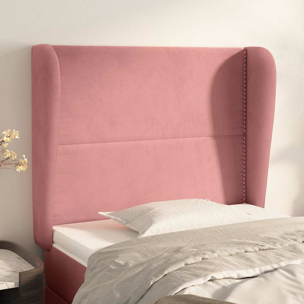 Vidaxl hoofdbord met randen 83x23x118 128 cm fluweel roze