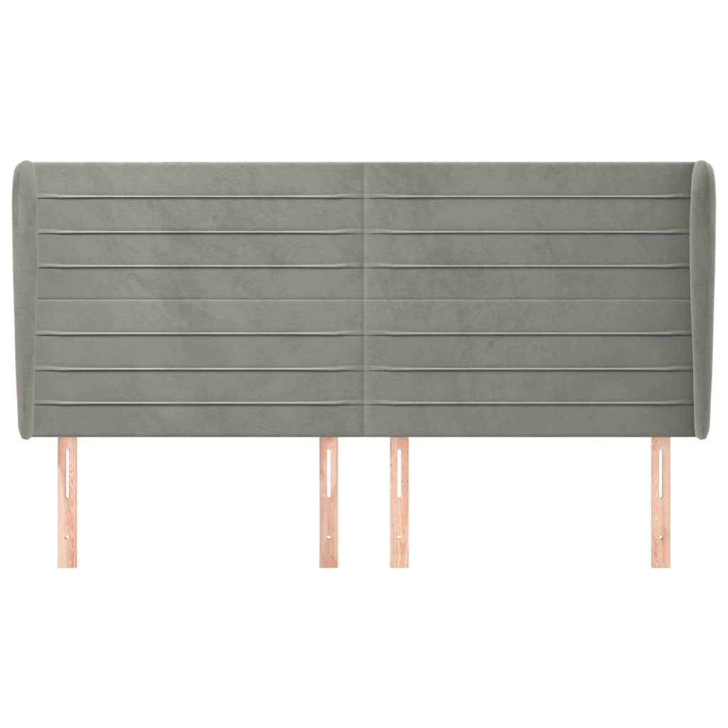 Vidaxl hoofdbord met randen 183x23x118 128 cm fluweel lichtgrijs