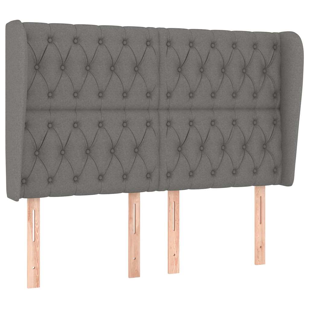 Vidaxl hoofdbord met randen 163x23x118 128 cm stof donkergrijs
