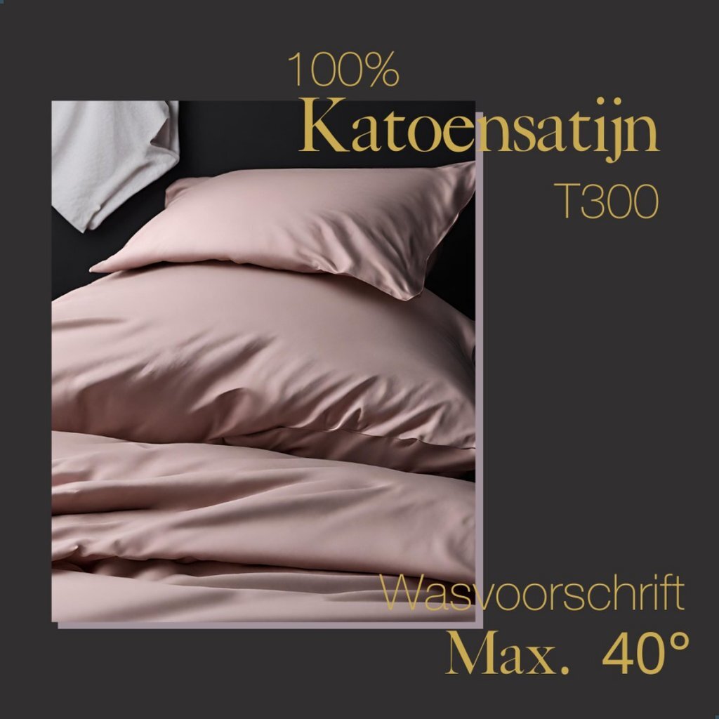 Housse de couette simple en satin de coton Ten Cate 140x200 220 cm rose poudré