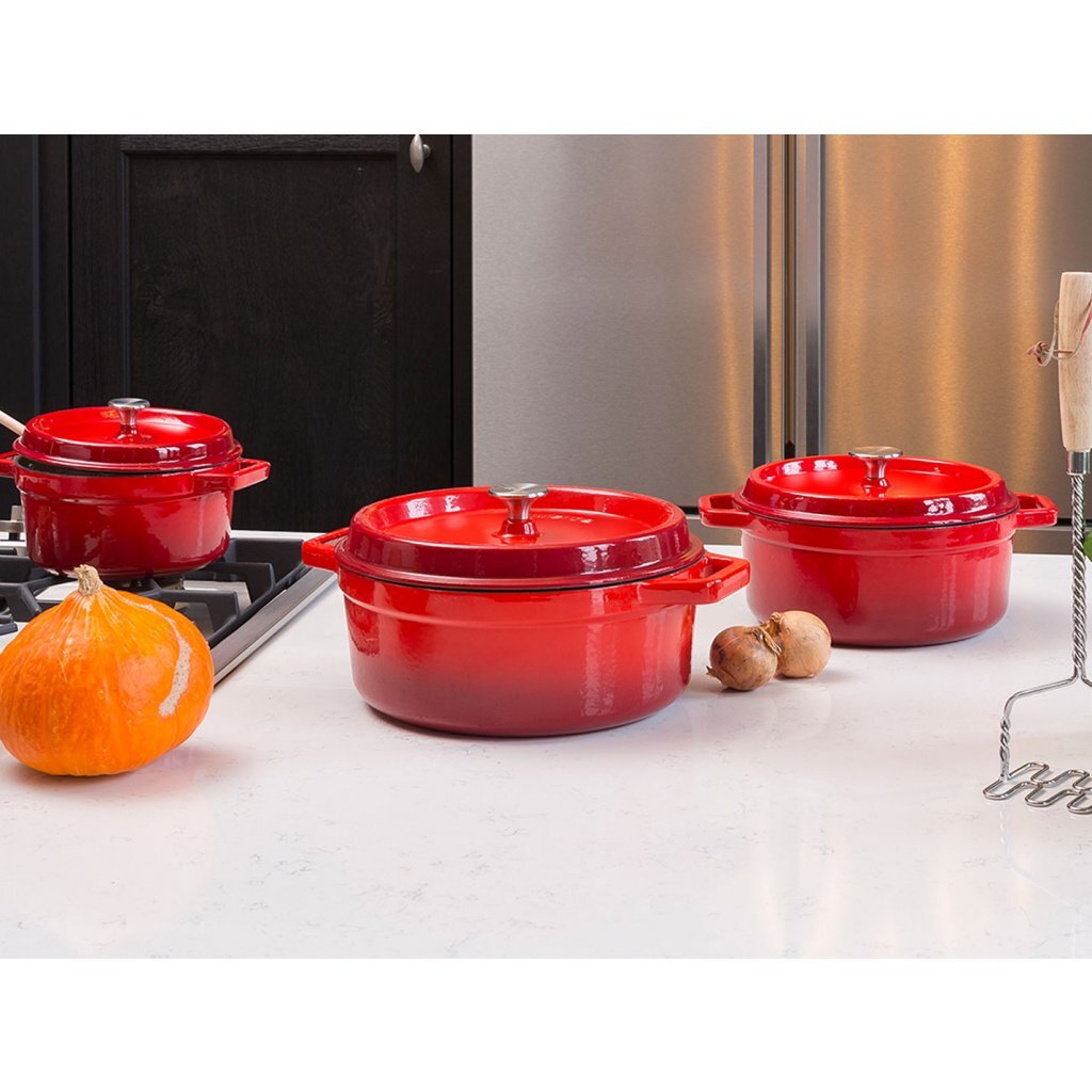 Sola Poêle à frire en fonte Sola 20 cm rouge orange