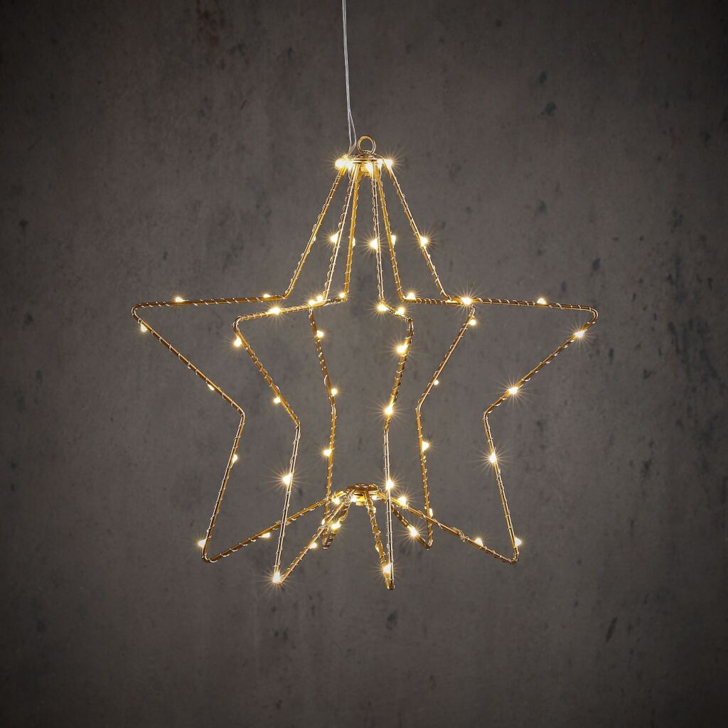 Autres marques étoile suspendue 60 LED blanc chaud 32x30 cm or